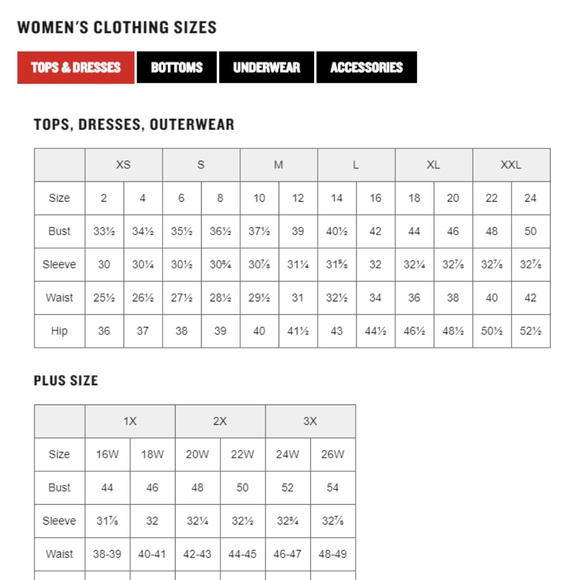 Duluth Women S Size Chart